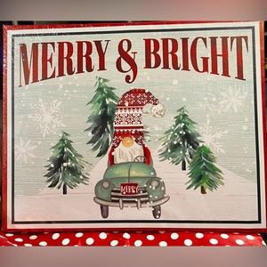 New “Merry & Bright” Gnome Printed Canvas Was Art 16 in x 20 in